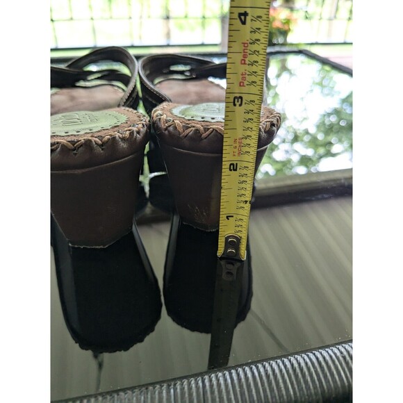 Rialto Sandals Womens Size 7.5 Sadie Comfort Brown Strappy Wedge Heel Stitching - Picture 10 of 11